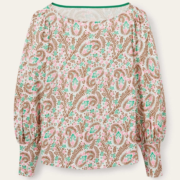 Boden Floral Paisley Long Sleeve Top Size 4 - Picture 2 of 8